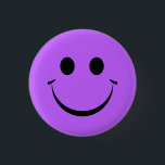 Cute Purple Happy Face Birthday Button<br><div class="desc">Purple Fun Personalised Happy Face Birthday Button.</div>