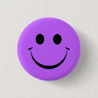 Cute Purple Happy Face Birthday Button