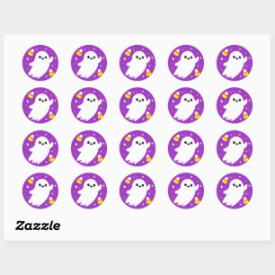 Cute Purple Happy Halloween Ghost Stickers