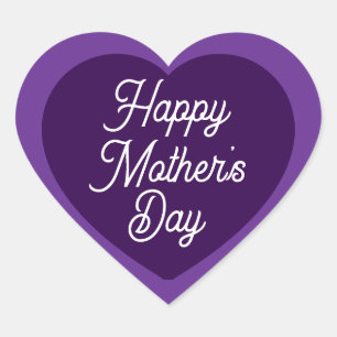 Cute Purple Happy Mother's Day Heart Sticker