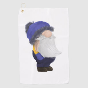 Cute purple hat Christmas gnome Golf Towel