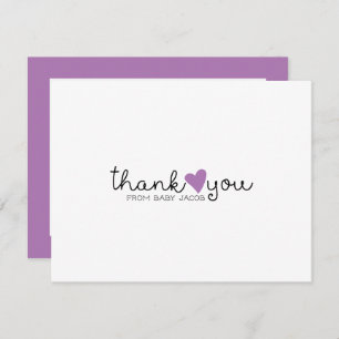 Cute Purple Heart Baby Shower Thank You