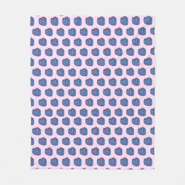 Cute Purple Heart Cake Pattern Fleece Blanket (Front)