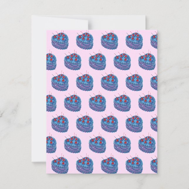 Cute Purple Heart Cake Pattern Holiday Card (Front)