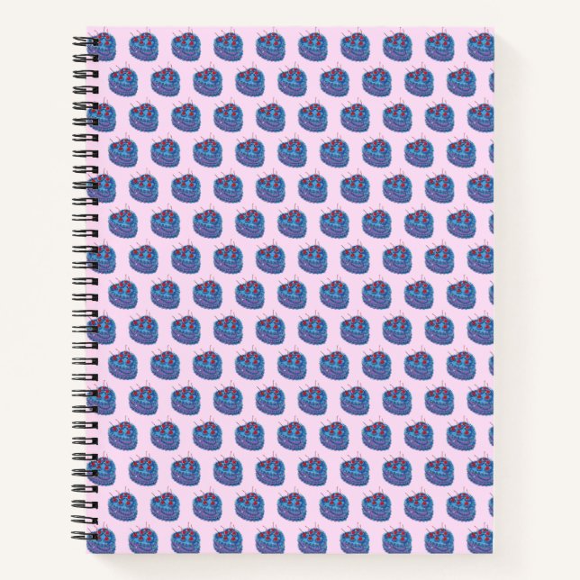 Cute Purple Heart Cake Pattern Notebook (Front)