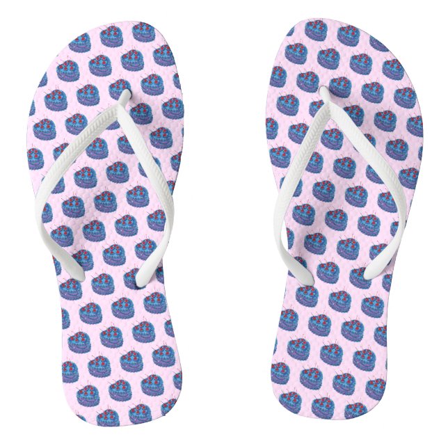 Cute Purple Heart Cake Pattern Thongs (Footbed)