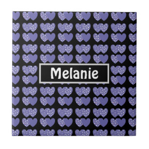 Cute Purple Hearts Ceramic Tile