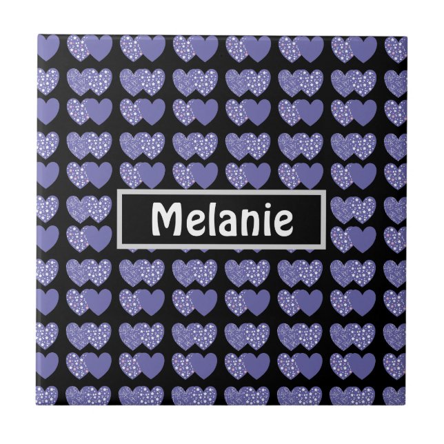 Cute Purple Hearts Ceramic Tile (Front)