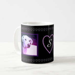 Cute Purple Hearts White Dog Lovers Valentines Day Coffee Mug
