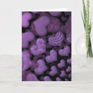 Cute Purple Heats Fractal Art Holiday Card