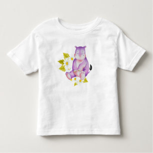 CUTE PURPLE HIPPO WITH WHITE DAISIES TODDLER T-Shirt