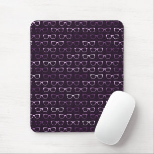 Cute Purple Hipster Eye Glasses Pattern Mouse Pad