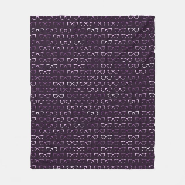 Cute Purple Hipster Eyeglasses Pattern Fleece Blanket (Front)