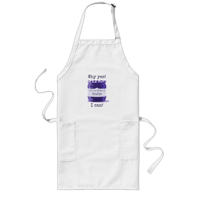 Cute Purple Home Canning Jelly Jar with Your Name Long Apron (Front)