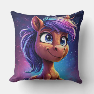 🐴 Cute Purple Horse Cosy Room Decor Gift ✨ Cushion