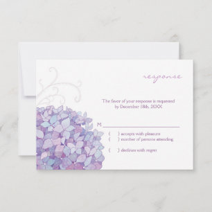 Cute Purple Hydrangea Bloom Wedding RSVP Card