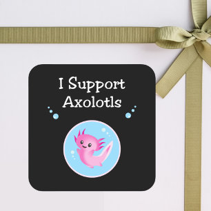 Cute Purple I Support Axolotls Dark Colour Square Sticker