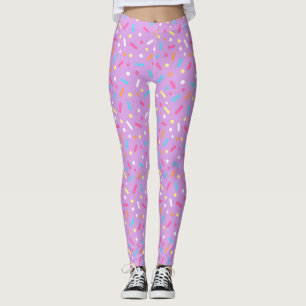 Cute Purple Icing with Sprinkles Doughnut Leggings