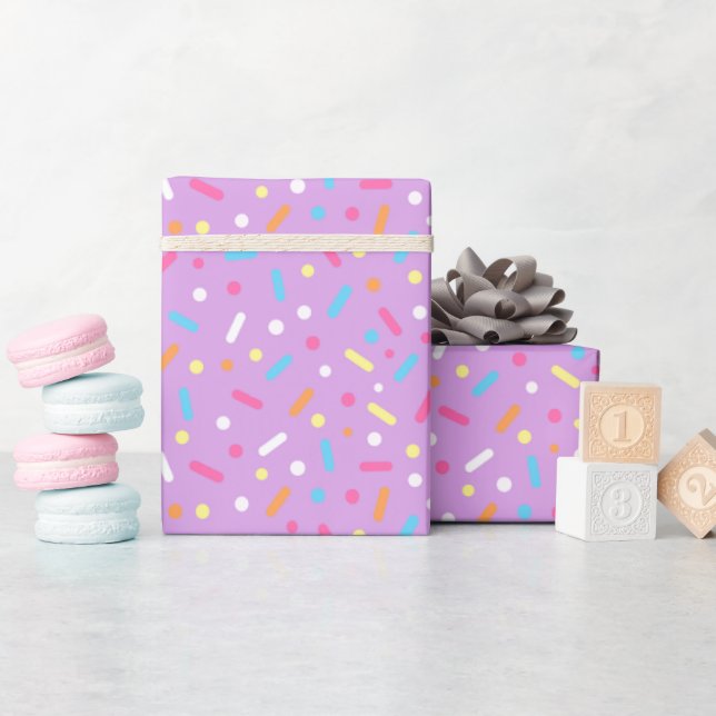Cute Purple Icing with Sprinkles Doughnut Wrapping Paper (Baby Shower)