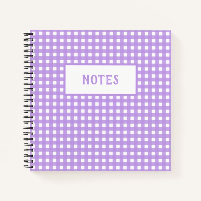 Cute Purple Indigo & White Plaid Everyday Notebook (Front)