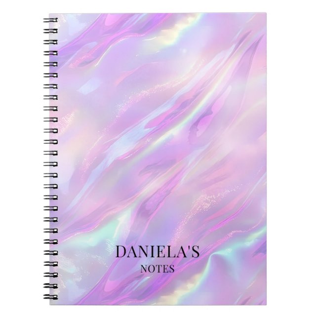 Cute Purple Iridescent Marble Cool Girly Custom Notebook (Front)