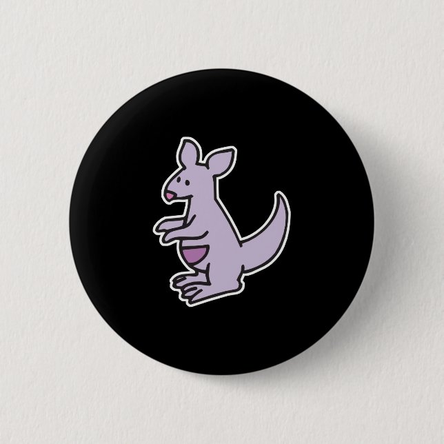 cute purple kangaroo 6 cm round badge (Front)