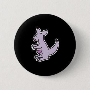 cute purple kangaroo 6 cm round badge
