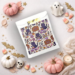 Cute Purple Kawaii Black Cat Baking Halloween Favour Bag