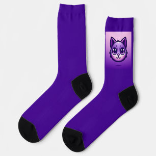 Cute Purple Kitty Too Socks