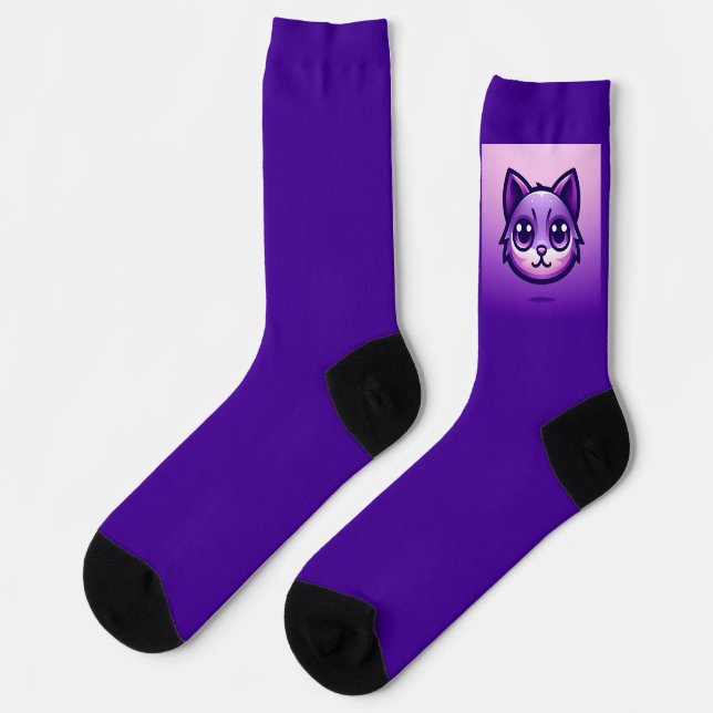 Cute Purple Kitty Too Socks (Left)