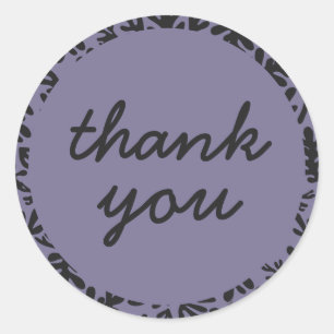 Cute Purple Labels Simple Botanical Thank You