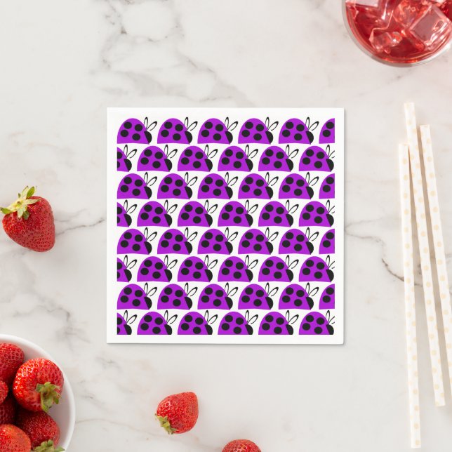 Cute Purple Ladybug  Napkin (Insitu)
