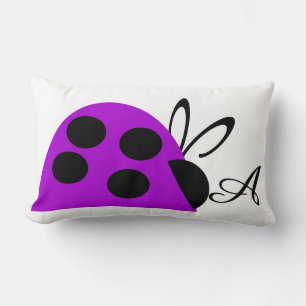 Cute Purple Ladybug Personalised Lumbar Cushion