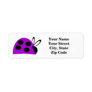 Cute Purple Ladybug Return Address Label