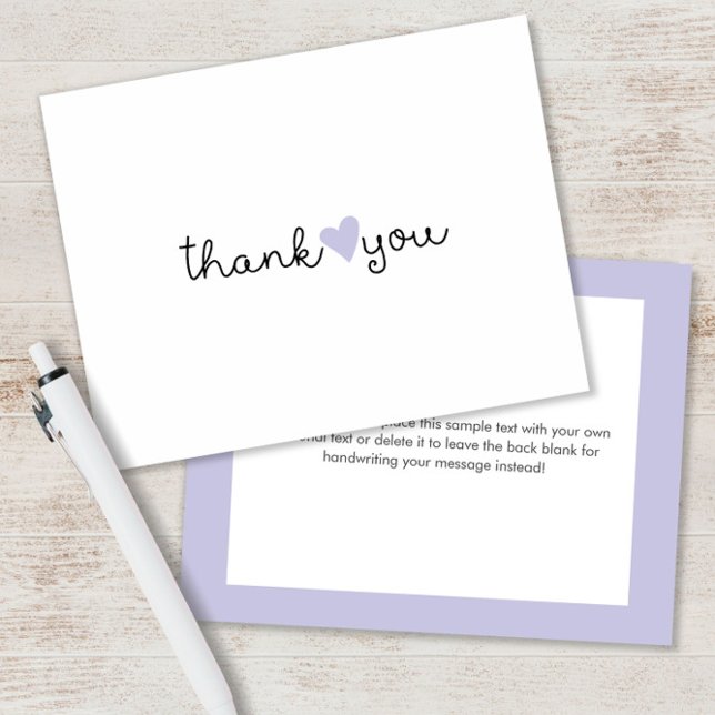 Cute Purple Lavender Heart Thank You Card (Creator Uploaded)