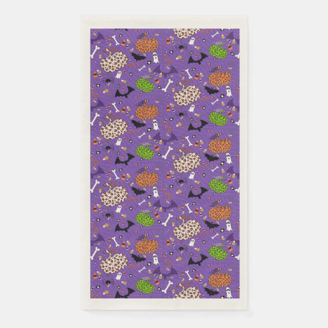 Cute Purple Leopard Pumpkin Pattern Napkin (Front)