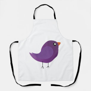 Cute Purple Little Bird Illustration Apron
