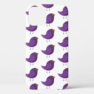 Cute Purple Little Bird Illustration iPhone 12 Pro Case