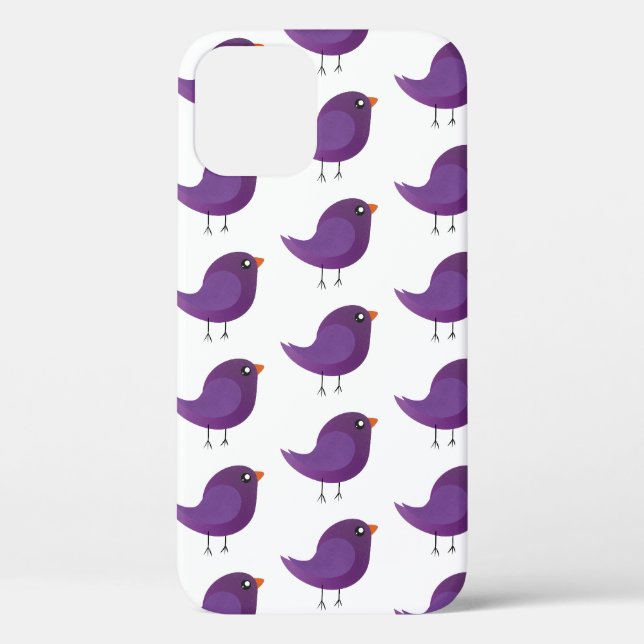 Cute Purple Little Bird Illustration Case-Mate iPhone Case (Back)