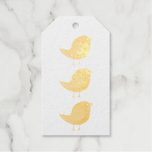 Cute Purple Little Bird Illustration Gift Tags