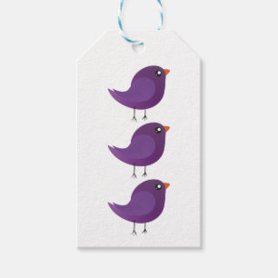 Cute Purple Little Bird Illustration Gift Tags