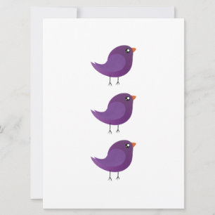 Cute Purple Little Bird Illustration Invitation
