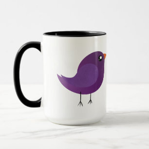 Cute Purple Little Bird Illustration Mug