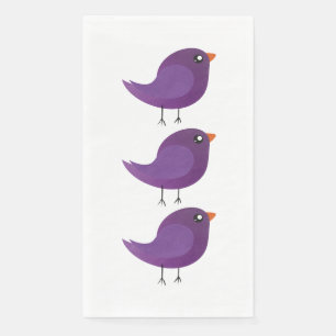 Cute Purple Little Bird Illustration Napkin