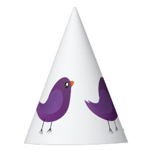 Cute Purple Little Bird Illustration Party Hat