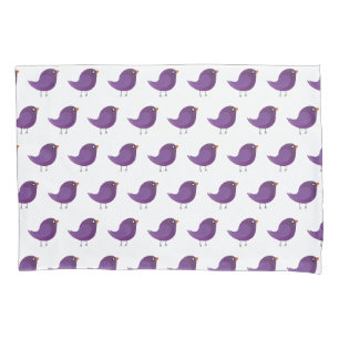 Cute Purple Little Bird Illustration Pillowcase