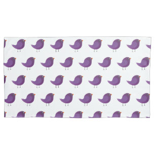 Cute Purple Little Bird Illustration Pillowcase
