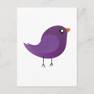 Cute Purple Little Bird Illustration Postcard