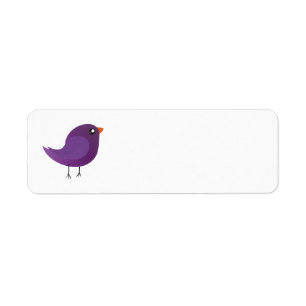 Cute Purple Little Bird Illustration Return Address Label