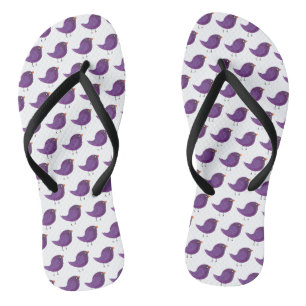 Cute Purple Little Bird Illustration Thongs